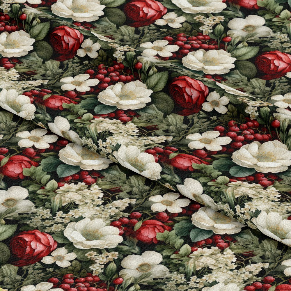 Christmas Florals Pattern 20 Quilting Cotton Fabric
