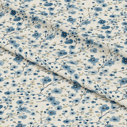 Cornflower Blue Floral Pattern 12 Quilting Cotton Fabric
