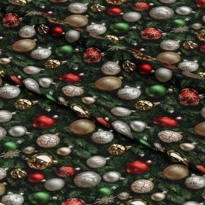 Realistic Christmas Ornaments Pattern 7 Quilting Cotton Fabric