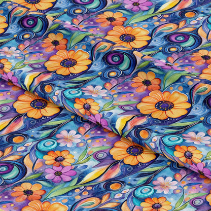 Vibrant Abstract Floral Art Pattern 8 Quilting Cotton Fabric