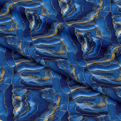 Royal Blue and Gold Agate Pattern 24 Quilting Cotton Fabric