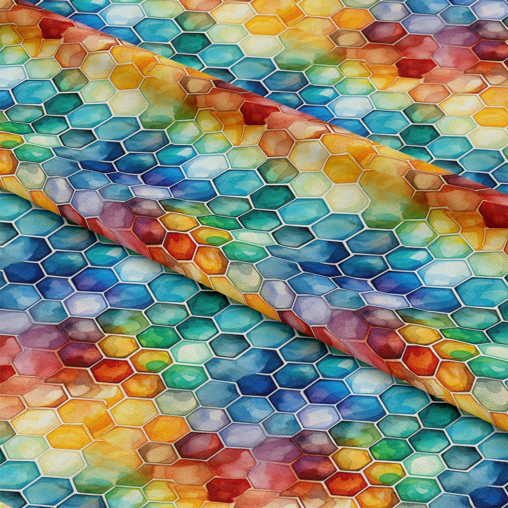 Watercolor Honeycomb Pattern 7 Quilting Cotton Fabric