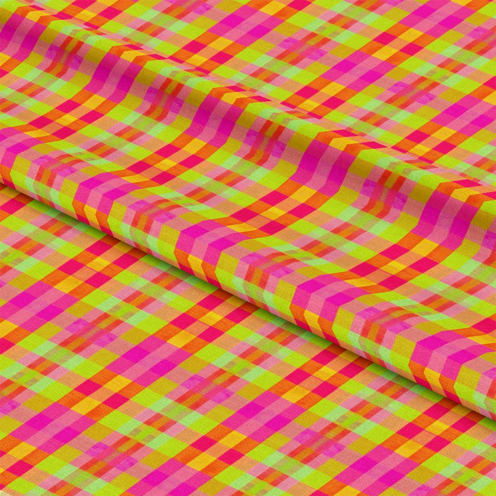 Neon Gingham Pattern 2 Quilting Cotton Fabric