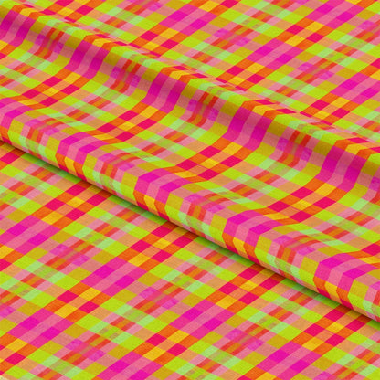 Neon Gingham Pattern 2 Quilting Cotton Fabric