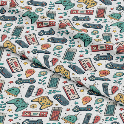 Modern Gamer Controllers Pattern 8 Quilting Cotton Fabric