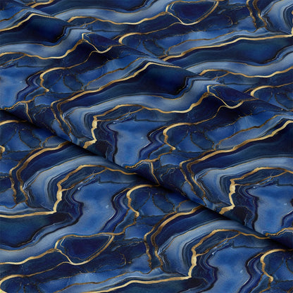 Royal Blue and Gold Agate Pattern 26 Quilting Cotton Fabric