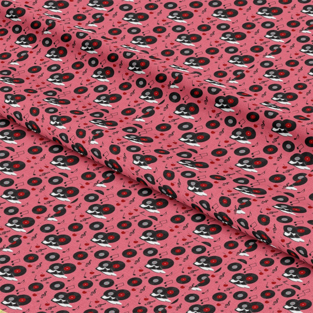 50s Black and Red Diner Pattern 16 Quilting Cotton Fabric