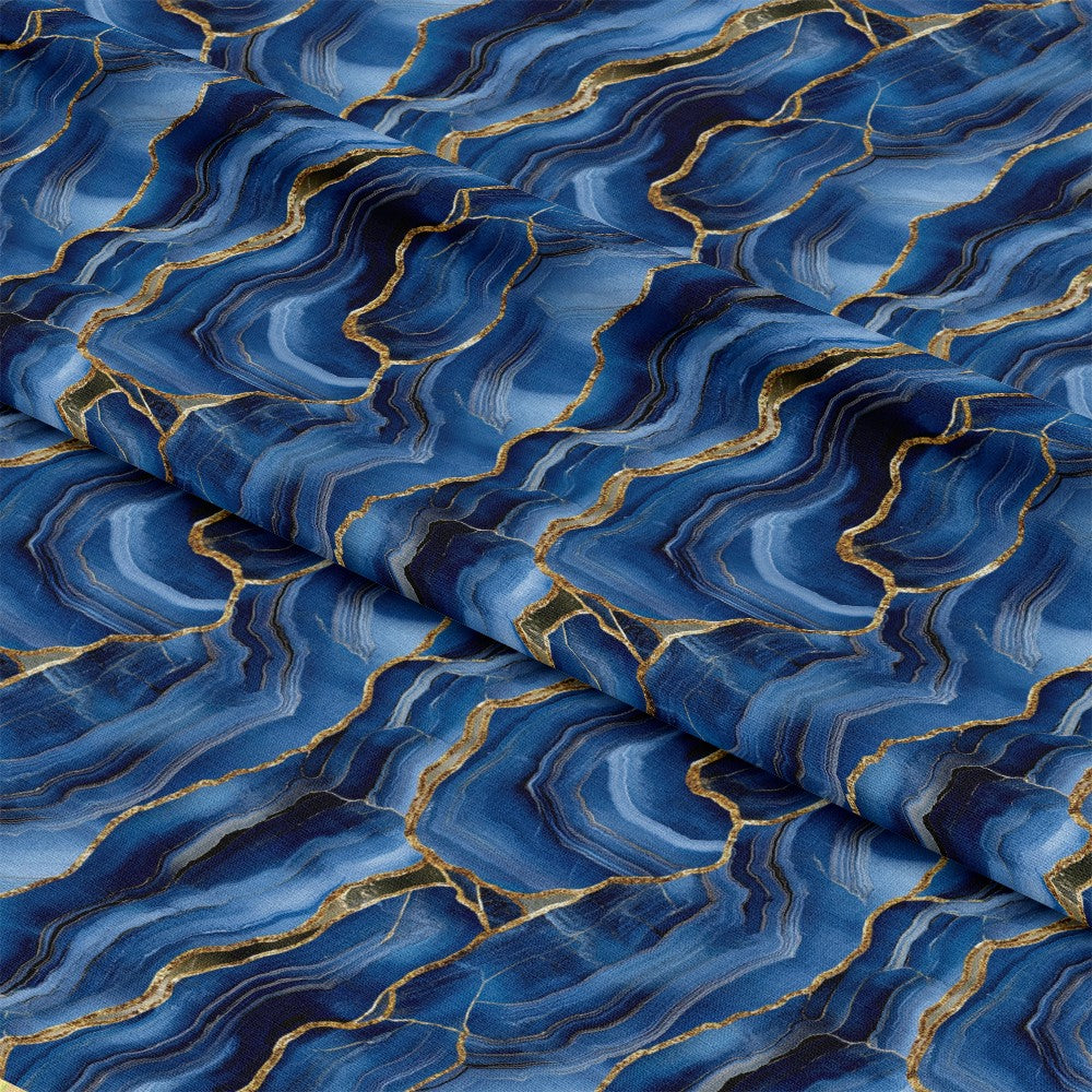 Royal Blue and Gold Agate Pattern 28 Quilting Cotton Fabric