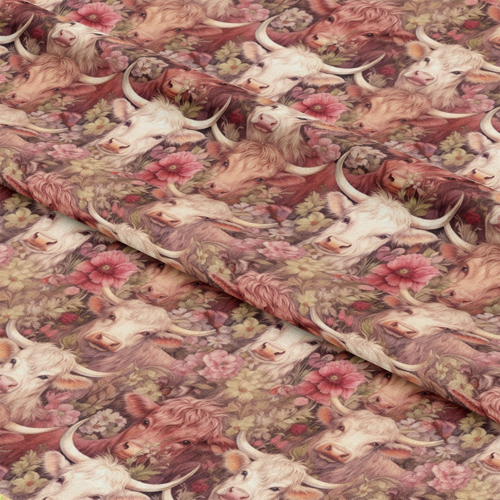 Pretty Highland Cows Pattern 10 Quilting Cotton Fabric