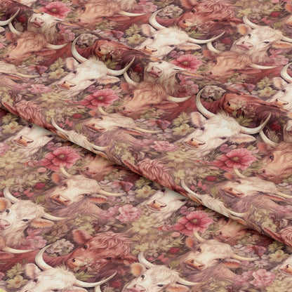 Pretty Highland Cows Pattern 10 Quilting Cotton Fabric