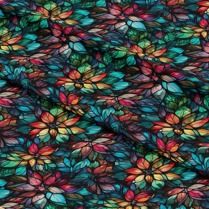 Stained Glass Christmas Pattern 4 Quilting Cotton Fabric