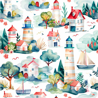 Springtime Lighthouse Scene Fat Quarter Bundle