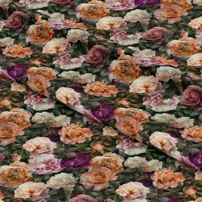Realistic Flower Patch Pattern 20 Quilting Cotton Fabric