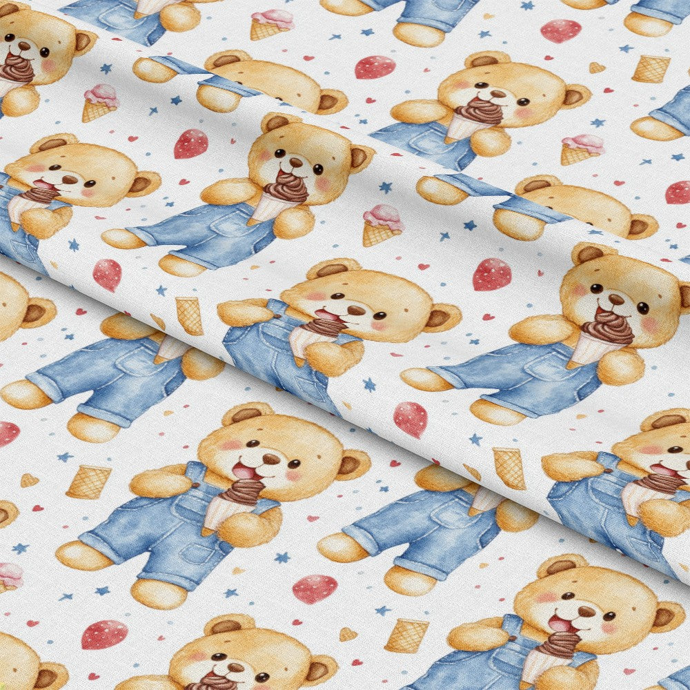 Blue Teddy Bear Baby Boy Pattern 7 Quilting Cotton Fabric