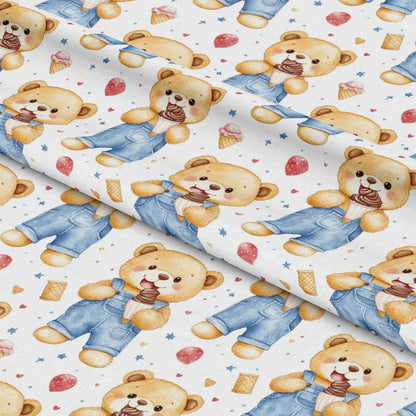 Blue Teddy Bear Baby Boy Pattern 7 Quilting Cotton Fabric