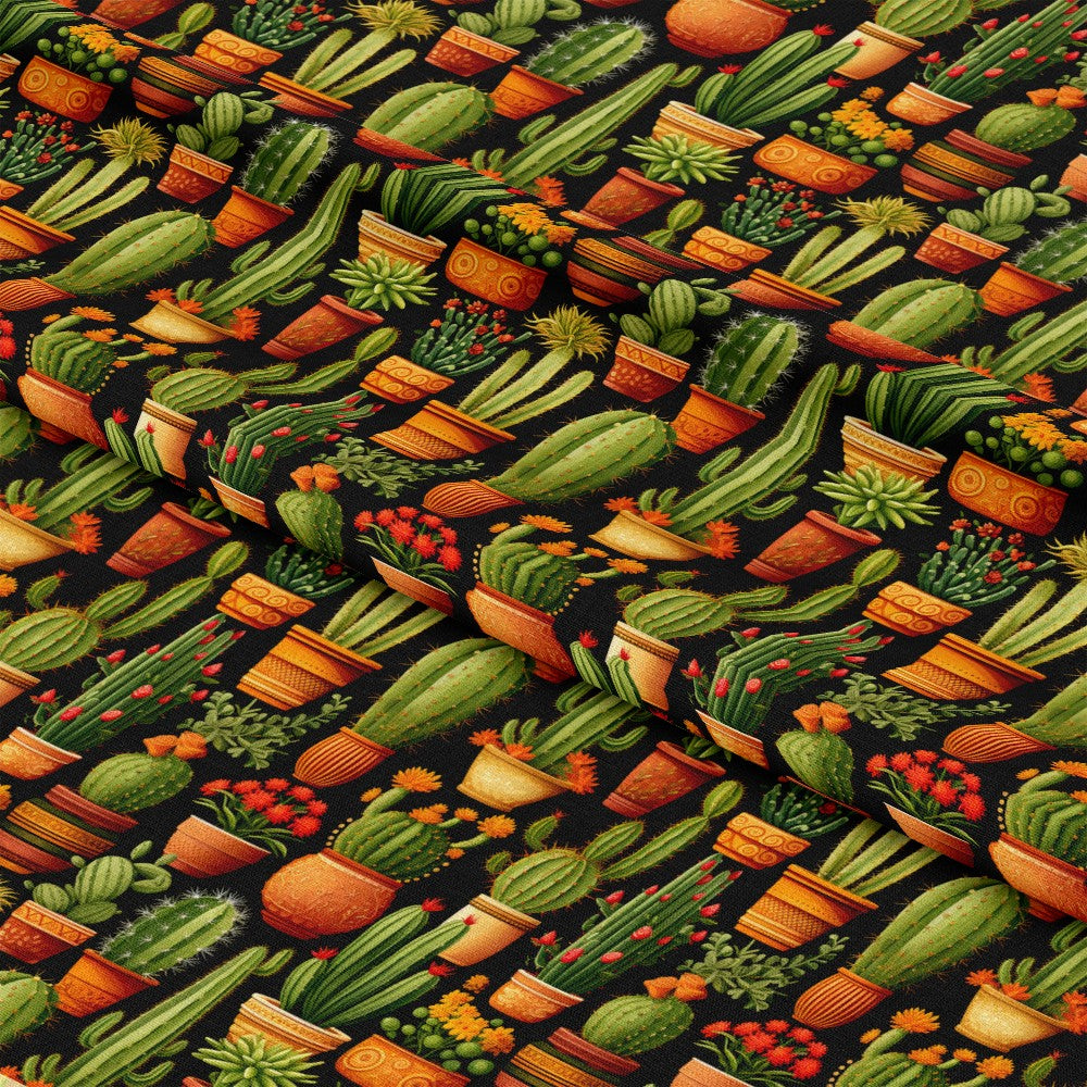 Retro Cactus Pattern 7 Quilting Cotton Fabric