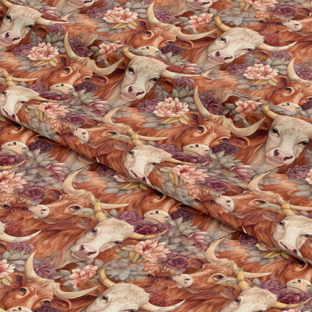 Pretty Highland Cows Pattern 3 Quilting Cotton Fabric