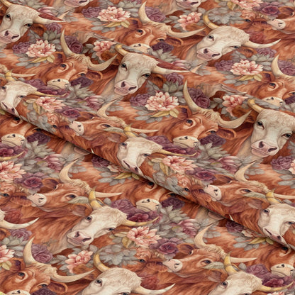 Pretty Highland Cows Pattern 3 Quilting Cotton Fabric