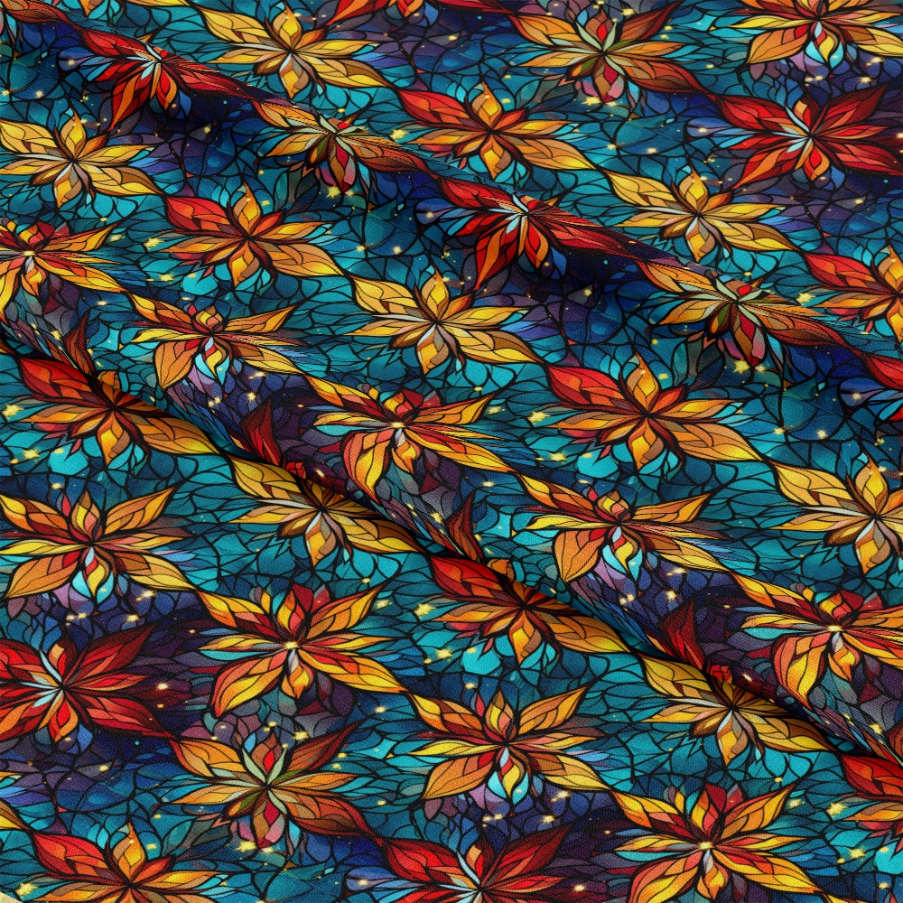 Stained Glass Christmas Pattern 8 Quilting Cotton Fabric