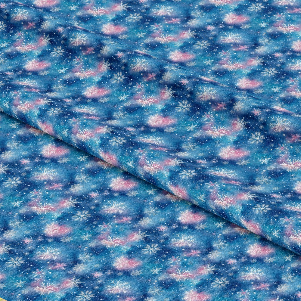 Watercolor Blue Christmas Pattern 4 Quilting Cotton Fabric