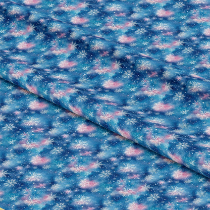 Watercolor Blue Christmas Pattern 4 Quilting Cotton Fabric