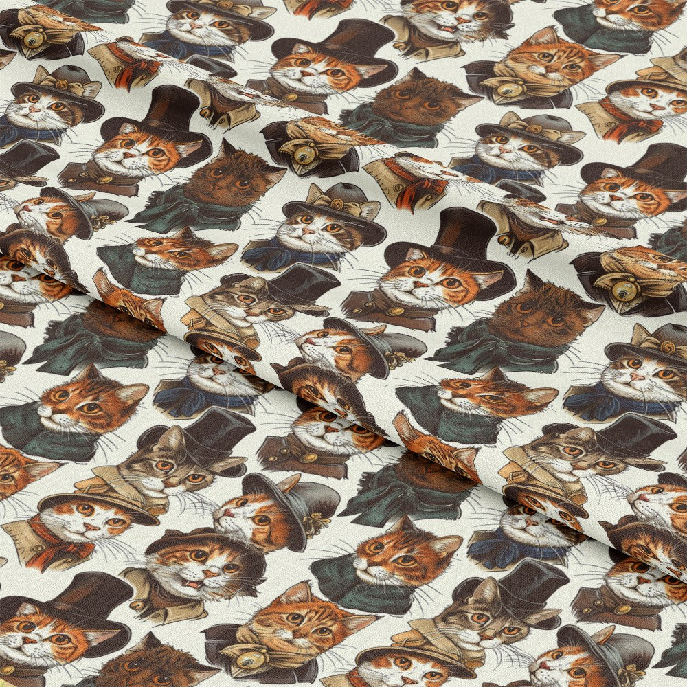 Victorian Cats Pattern 1 Quilting Cotton Fabric