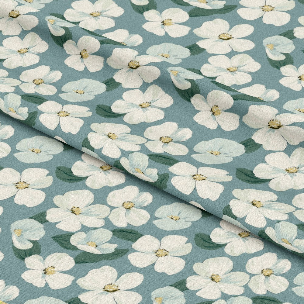 Cornflower Blue Floral Pattern 3 Quilting Cotton Fabric