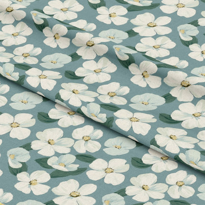 Cornflower Blue Floral Pattern 3 Quilting Cotton Fabric