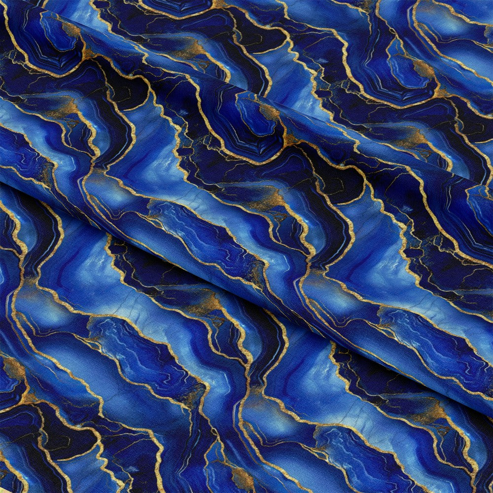 Royal Blue and Gold Agate Pattern 33 Quilting Cotton Fabric