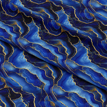 Royal Blue and Gold Agate Pattern 33 Quilting Cotton Fabric
