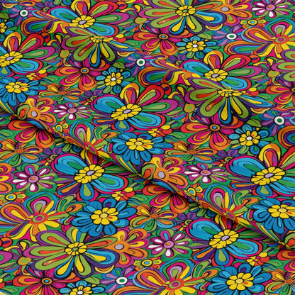 Rainbow Hippie Flowers Pattern 11 Quilting Cotton Fabric