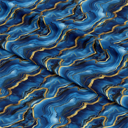 Royal Blue and Gold Agate Pattern 15 Quilting Cotton Fabric