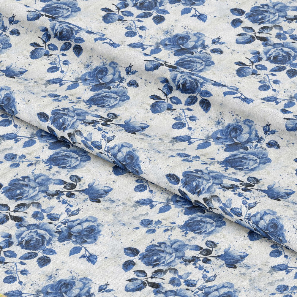 Vintage Farmhouse Blue Pattern 4 Quilting Cotton Fabric