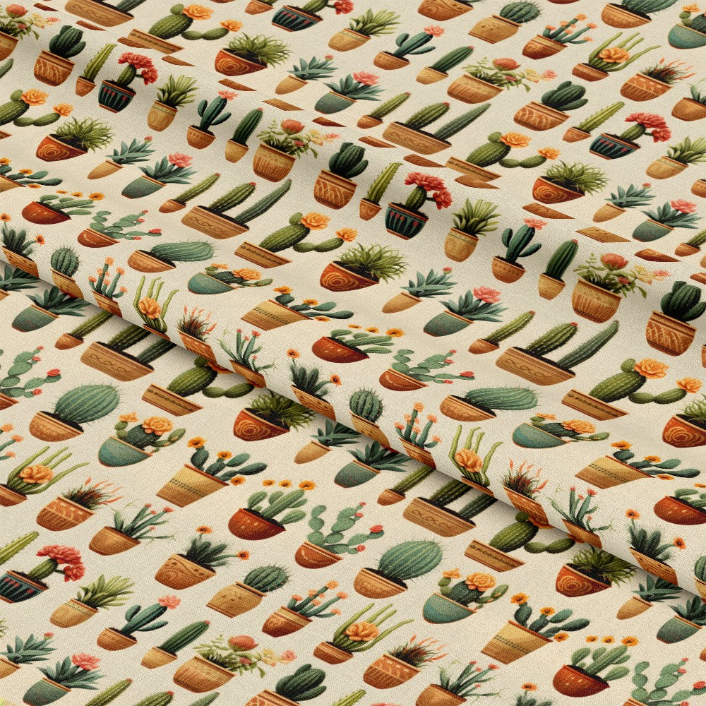 Retro Cactus Pattern 3 Quilting Cotton Fabric