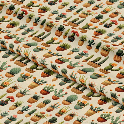 Retro Cactus Pattern 3 Quilting Cotton Fabric