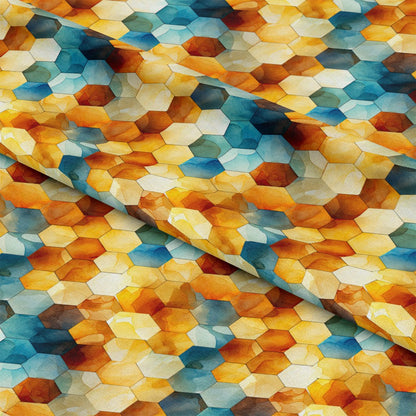 Watercolor Honeycomb Pattern 4 Quilting Cotton Fabric