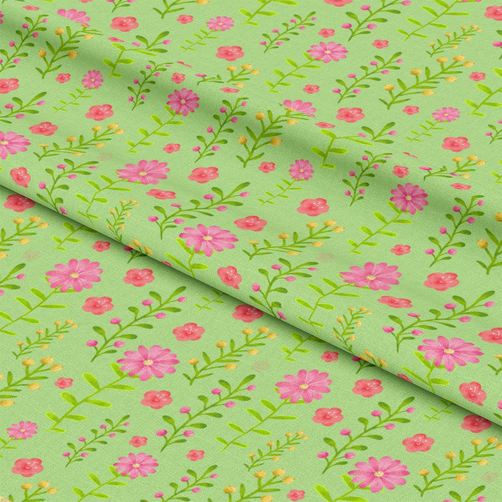 Handdrawn Pink Flowers Pattern 3 Quilting Cotton Fabric