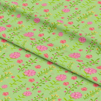 Handdrawn Pink Flowers Pattern 3 Quilting Cotton Fabric