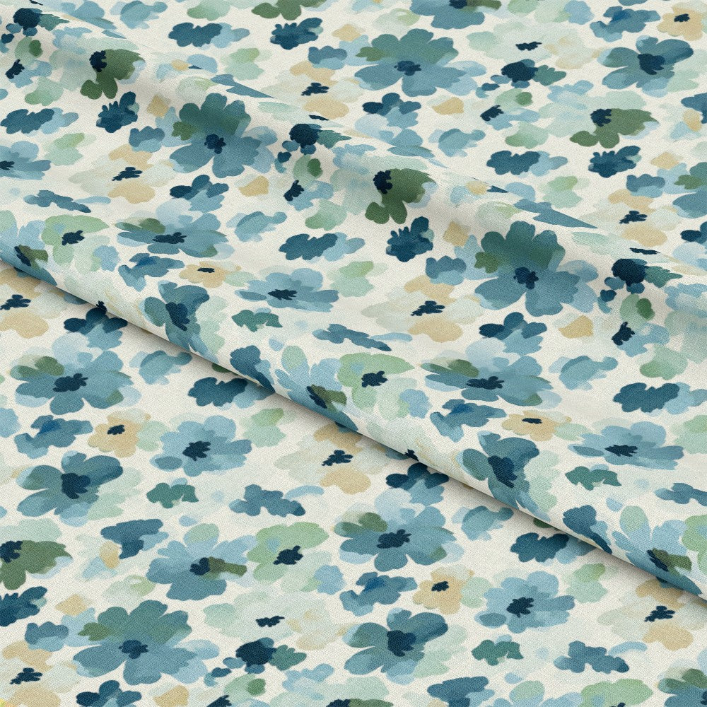 Cornflower Blue Floral Pattern 11 Quilting Cotton Fabric