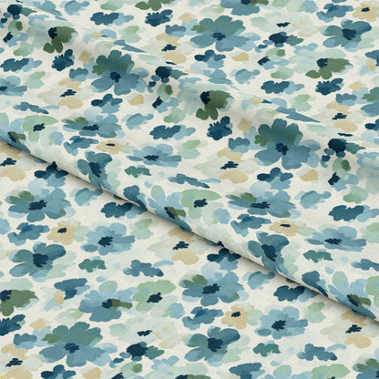 Cornflower Blue Floral Pattern 11 Quilting Cotton Fabric