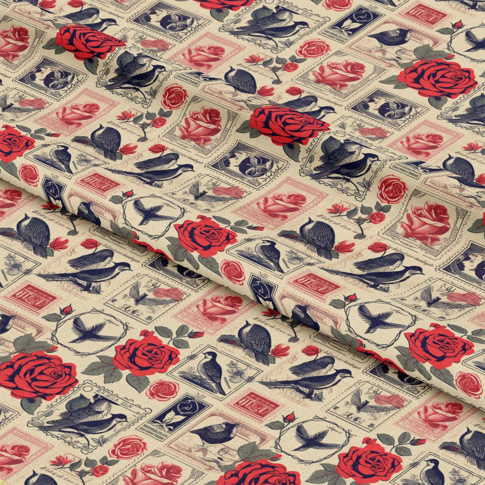 Vintage Love Stamps Pattern 11 Quilting Cotton Fabric