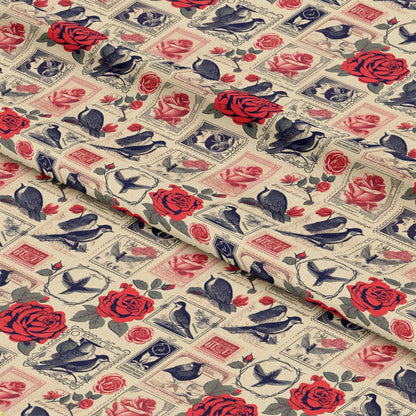 Vintage Love Stamps Pattern 11 Quilting Cotton Fabric