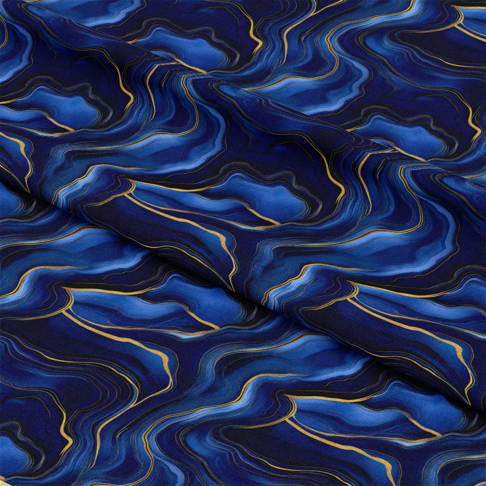 Royal Blue and Gold Agate Pattern 1 Quilting Cotton Fabric