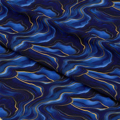 Royal Blue and Gold Agate Pattern 1 Quilting Cotton Fabric
