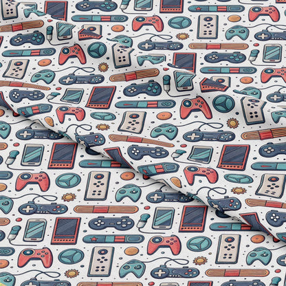 Modern Gamer Controllers Pattern 10 Quilting Cotton Fabric