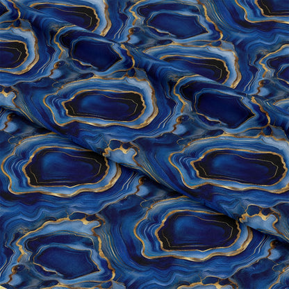 Royal Blue and Gold Agate Pattern 25 Quilting Cotton Fabric