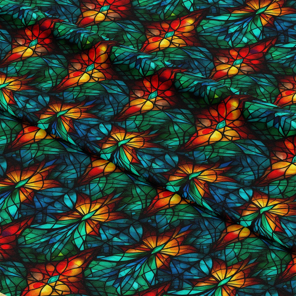 Stained Glass Christmas Pattern 2 Quilting Cotton Fabric
