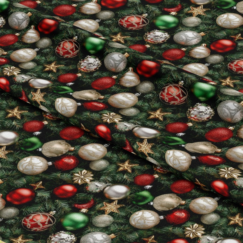 Realistic Christmas Ornaments Pattern 8 Quilting Cotton Fabric