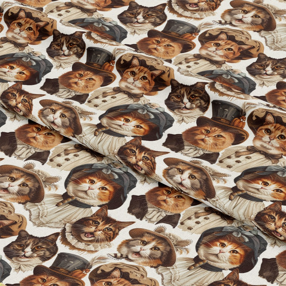 Victorian Cats Pattern 2 Quilting Cotton Fabric