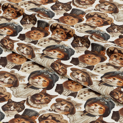 Victorian Cats Pattern 2 Quilting Cotton Fabric